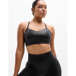 Athleta Vital Matte Foil Bra Black Metallic Sports Bra XL D-DD